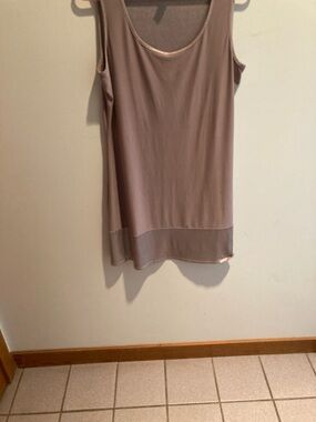 Sleeveless Taupe-Gray Women's dress with Sheer Hem.  Look great with boots large